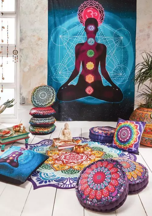 Chakra Wall Hanging, Fair Trade Yoga Mats and Cushions