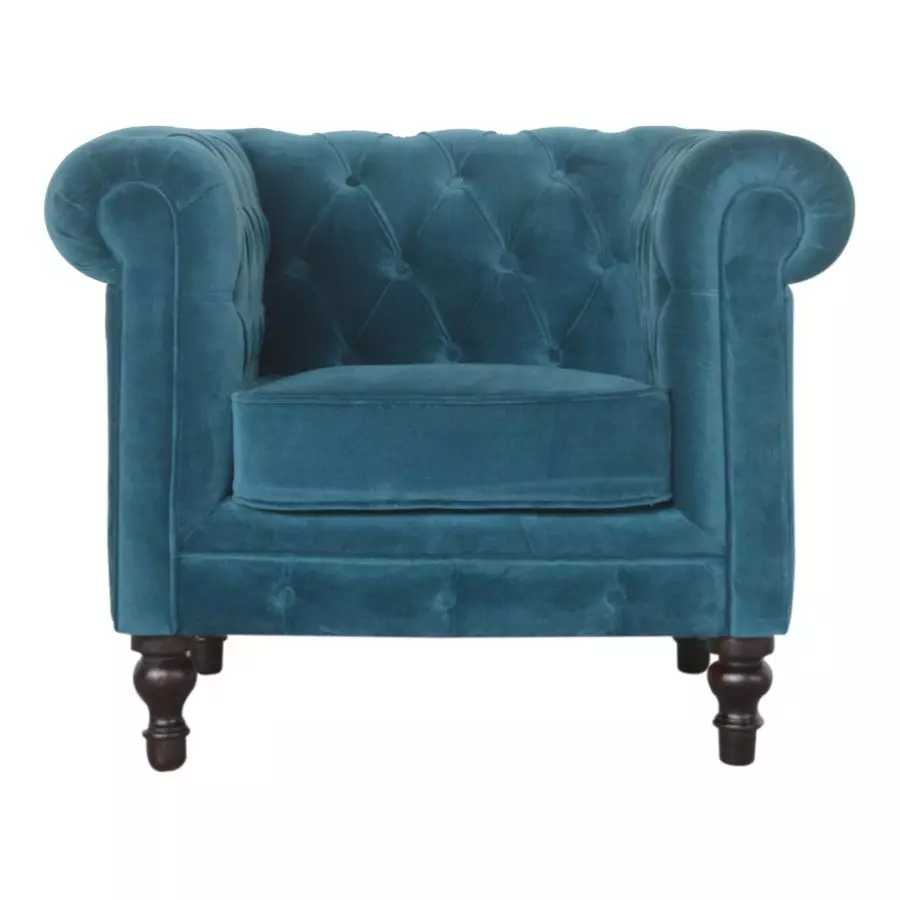 Velvet Teal Chesterfield Armchair