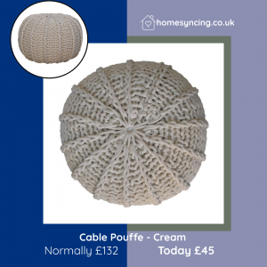 Cream Circular Cable Knit Pouffe