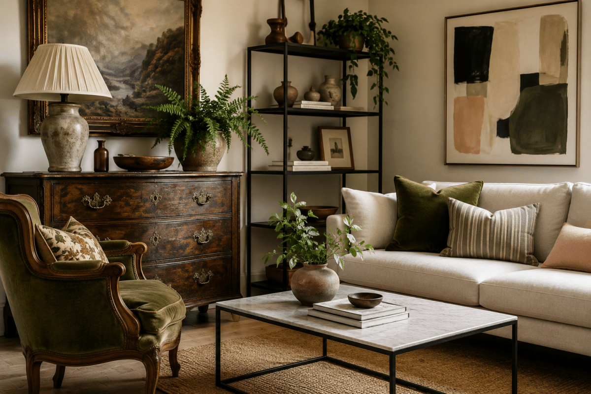 Room Scene of old and new furniture