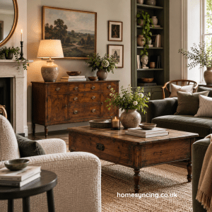Room of old and new furniture styled together